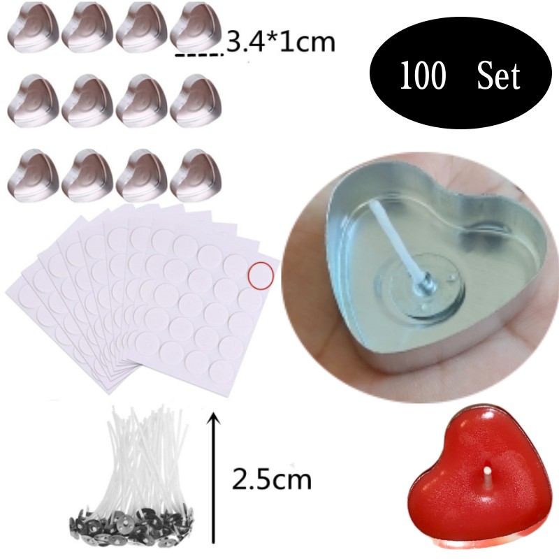 Candle Making Easy - 100 Sets Heart shaped Empty Aluminum