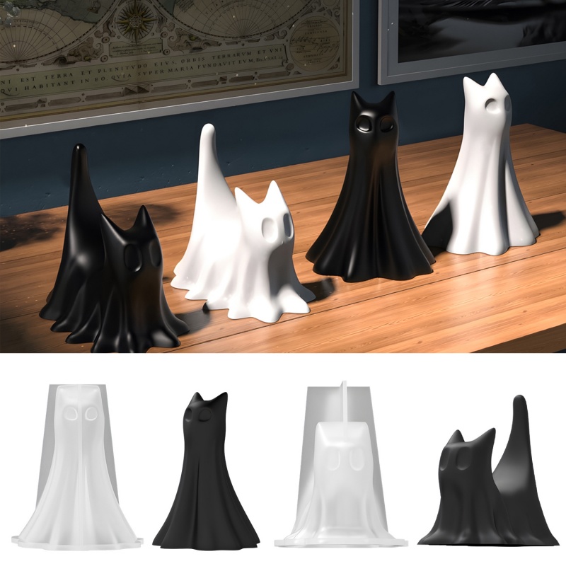 Candle Making Diy - Ghost Cat Halloween Desktop Ornament Plaster
