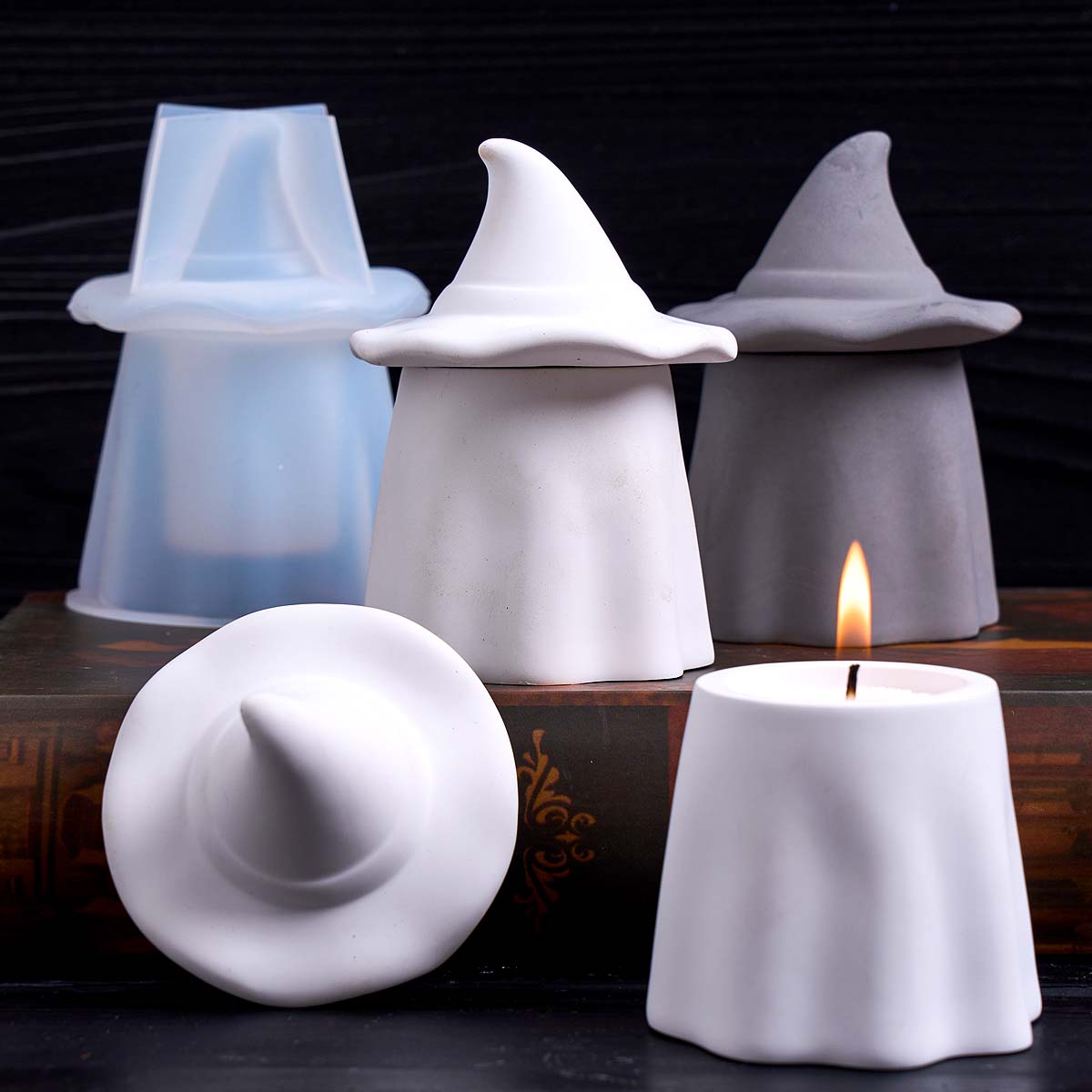 Candle Making Jars With Lids - Ghost Wizard Candle Jar Silicone Mold