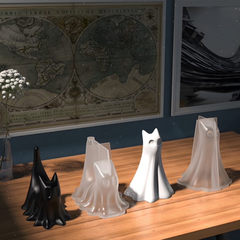 Ghost Cat Halloween Desktop Or - Candle Making Diy 评论和价格