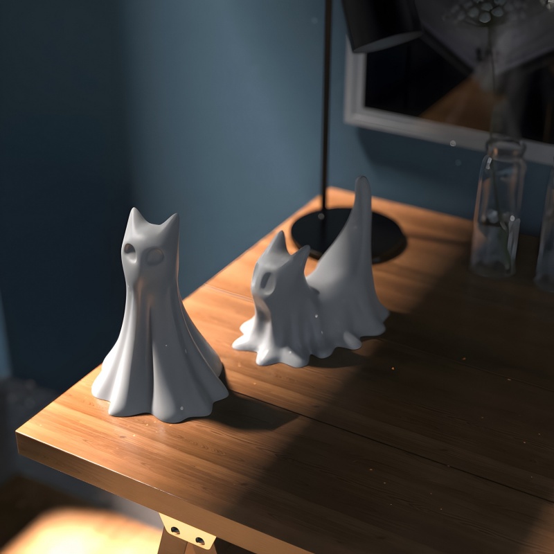 Ghost Cat Halloween Desktop Or - Candle Making Diy 评论和价格
