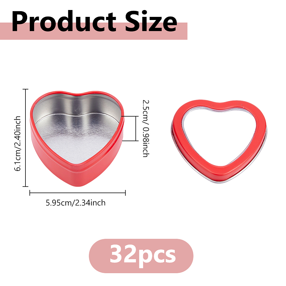 32Pcs 2 OZ Heart Shaped Metal  - Candle Making Jars With Lids 评论和价格
