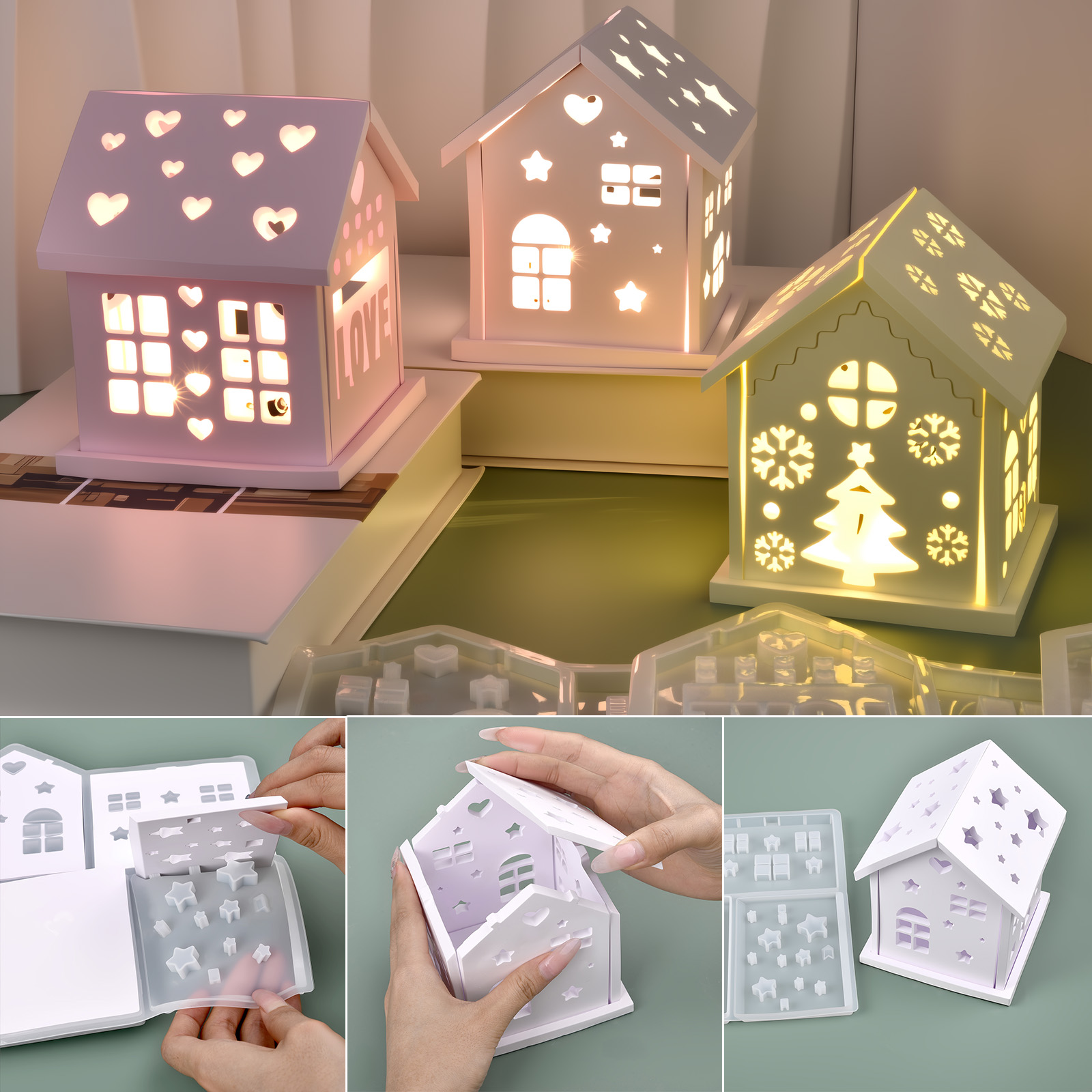 3D House Silicone Mold DIY Chr - Candle Making Diy 评论和价格