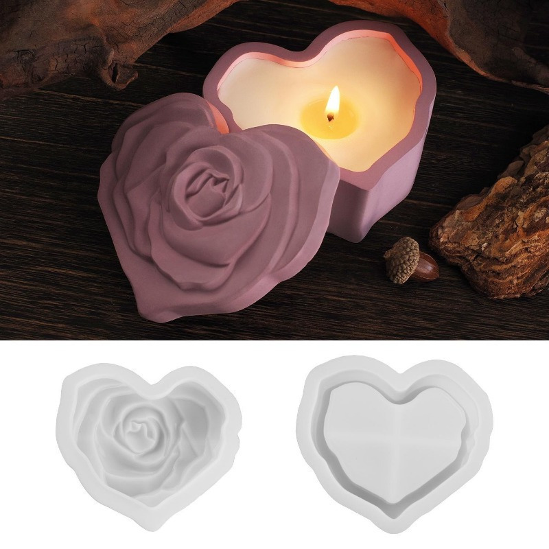 Heart Shape Rose Silicone Mold - Candle Making Jars With Lids 评论和价格