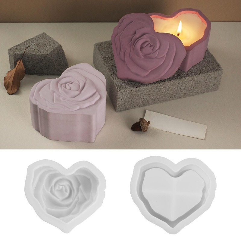 Heart Shape Rose Silicone Mold - Candle Making Jars With Lids 评论和价格
