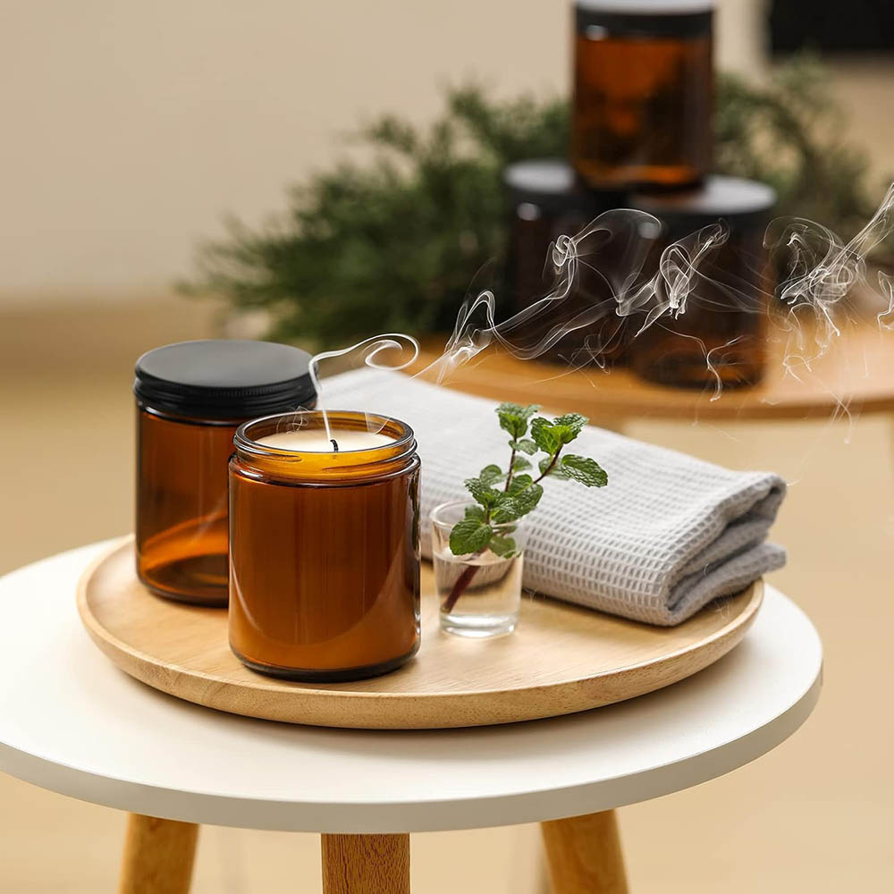 8oz Amber Glass Jars with Blac - Candle Making Jars With Lids 评论和价格