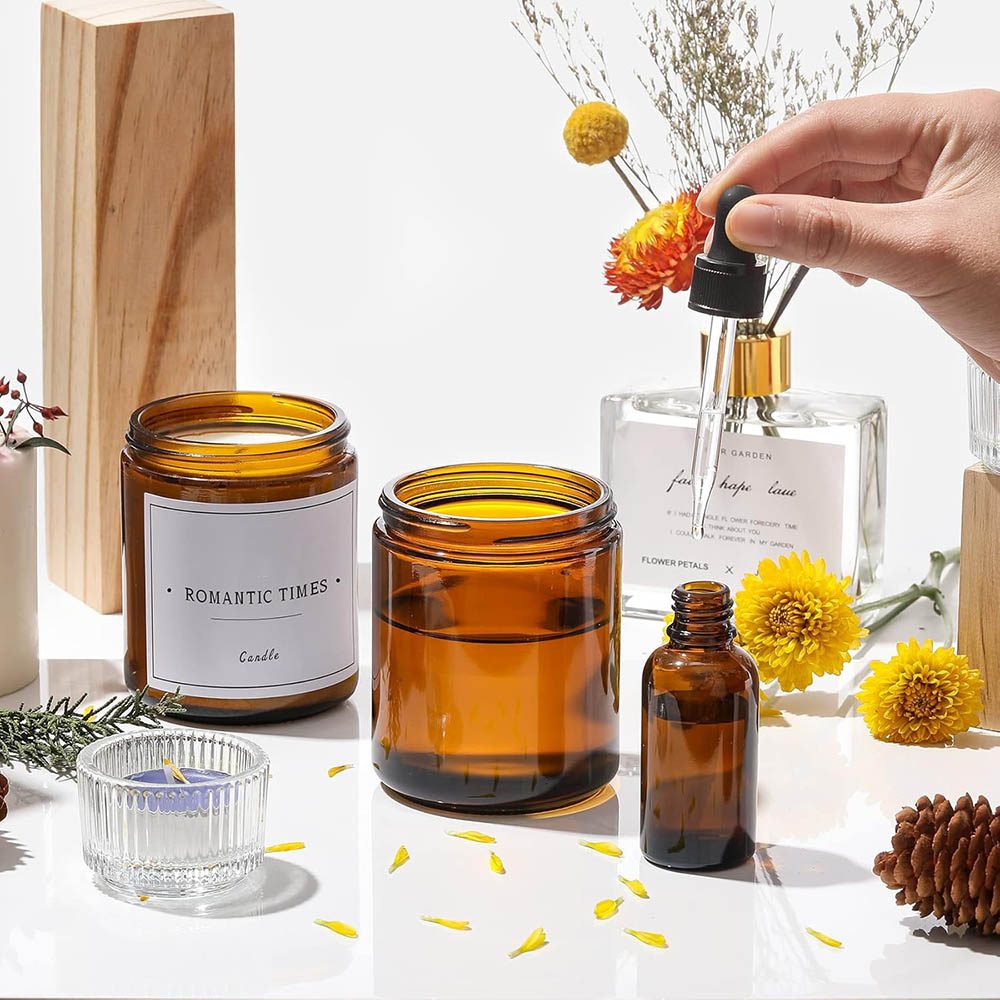 8oz Amber Glass Jars with Blac - Candle Making Jars With Lids 评论和价格
