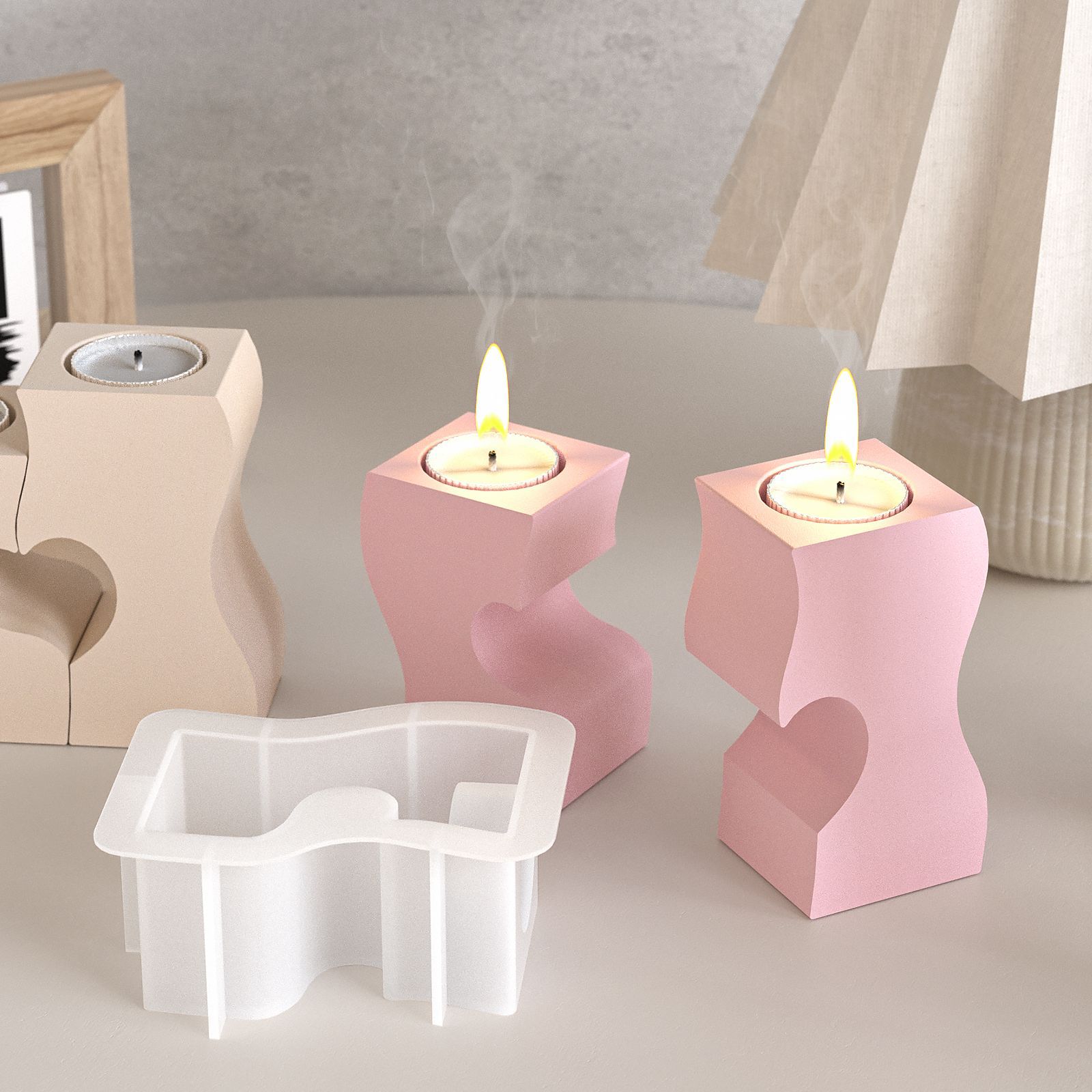 S Heart Candlestick Silicone M - Candle Making Diy 评论和价格